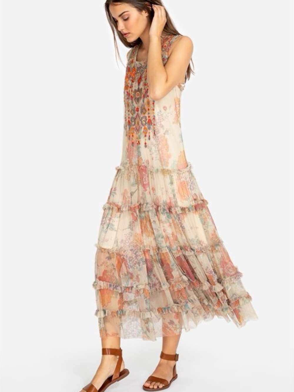 Johnny Was Anaxis Mesh Dress - Sz. L - Picture 3 of 9